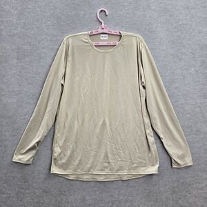 Milliken Men Shirt L‎ LONG Beige Military Undershirt Lightweight Cold Weather